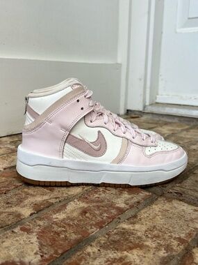 NIKE Dunk High Up REBEL Pink Oxford Womens 6.5 Leather Sneakers DH3718-102 Shoes